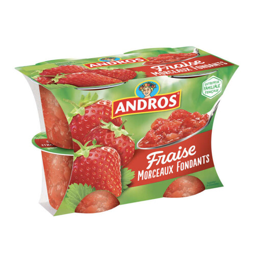 Andros Compote fraise avec des morceaux fondants 4x100g 