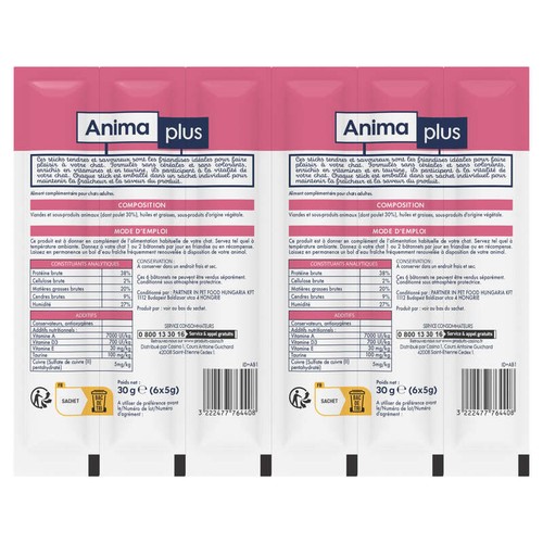 Anima Plus Sticks poulet pour Chat adulte 6x5g