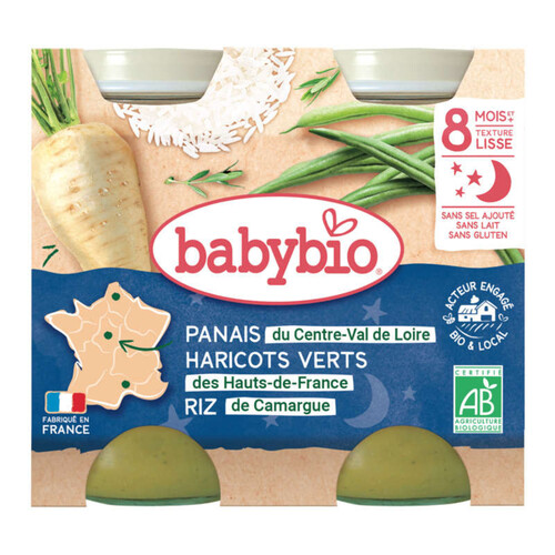 [Par Naturalia] Babybio Pot Panais, Haricots Verts & Riz 8M 2x200g Bio