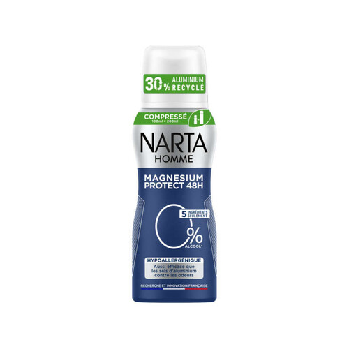 Narta Homme Déodorant Compressé Magnesium Protect48H 0% Alcool 100ml