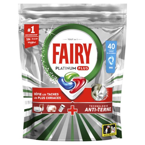 Fairy Platinum Plus All In One Technologie Anti-terne Tablettes Lave-Vaisselle Regular x40
