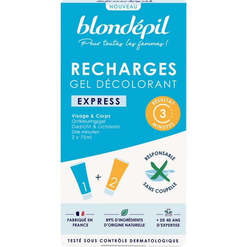 Blondépil Recharges Gel Décolorant Express Visage & Corps 2x75ml