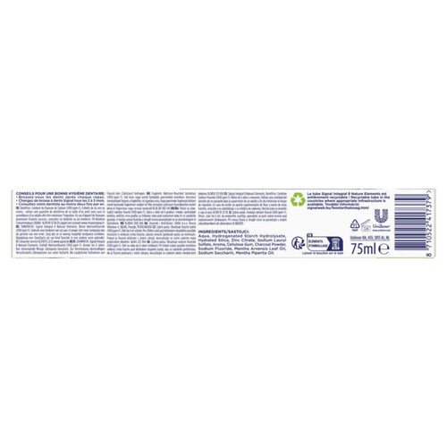 Signal Dentifrice Antibactérien Integral 8 Nature Elements Charbon Blancheur & Détox 75ml