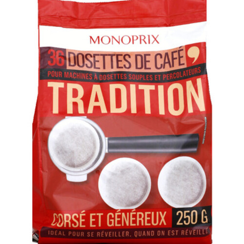 Café moulu tradition - U - 36 dosettes souples soit 250 g