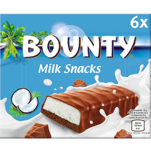Bounty barres choco x6 168g