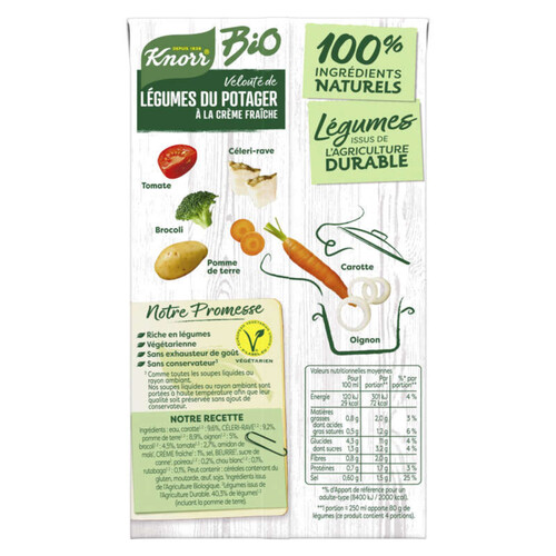 Knorr Soupe Légumes du Potager Crème Fraîche Bio 1L