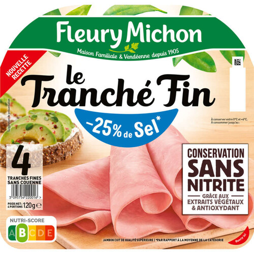 Fleury Michon Le Tranché Fin Jambon Dégustation -25% De Sel X4