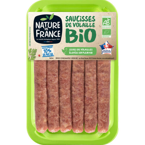 Nature de France Saucisses de Volaille Bio x6 - 300g