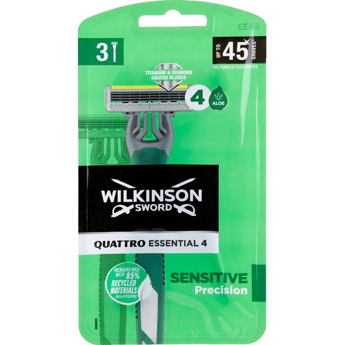 Wilkinson Quattro Essential Rasoirs jetables pour Homme Sensitive Précision x3