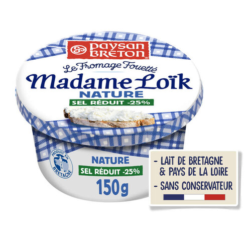 Paysan breton Madame Loïk Fromage à tartiner nature -25% de sel réduit 150g