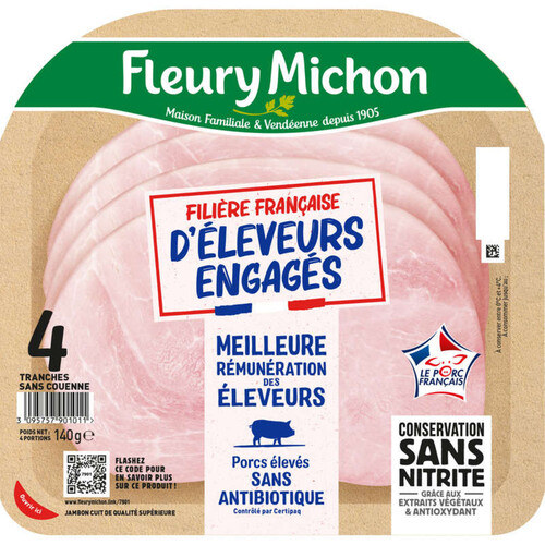 Fleury Michon Jambon Français D'Éleveurs Engagés X4