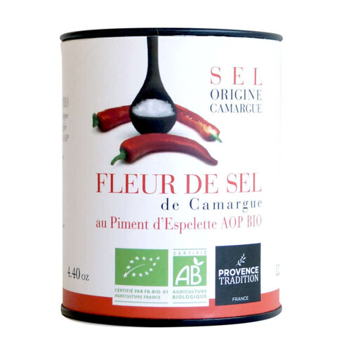 Provence Tradition Fleur de Sel de Camargue au Piment d'Espelette AOP Bio 125g