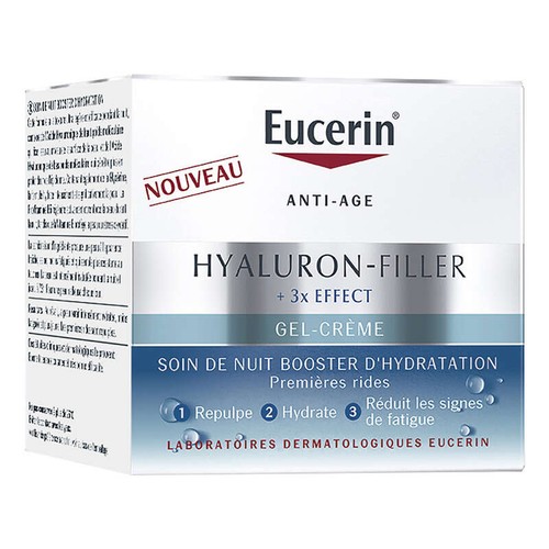 Eucerin Hyaluron-Filler + 3x Effect Gel-Crème Soin de Nuit Booster d'Hydratation 50ml
