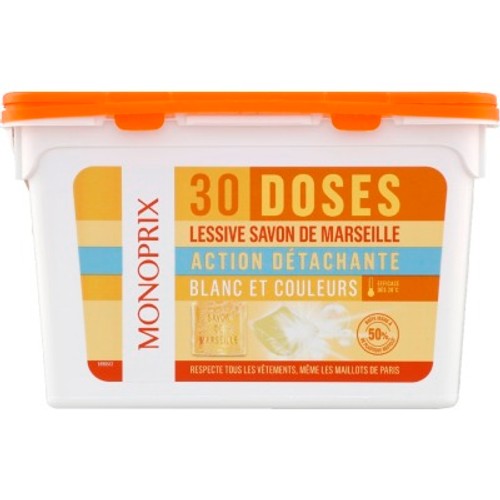 Monoprix Lessive Mono Dose au Savon de Marseille 540g x30