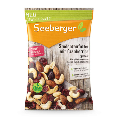 Seeberger mix grillé & cranberries végan 125g