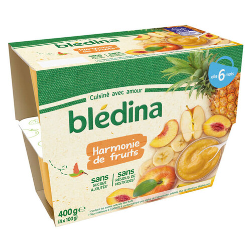 Bledina Coupelles Fruits Harmonie de Fruits 4X100g Dès 6 Mois