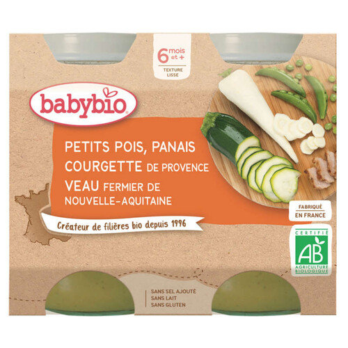 [Par Naturalia] Babybio Petits Pots Légumes et Veau 6M 2x200g Bio