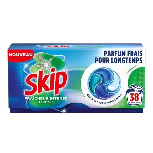 Skip Fraîcheur intense Tout en 1 Lessive Capsule Parfum frais  x38 Lavages
