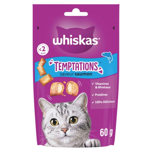 Whiskas Temptations friandises saveur saumon 60g - chat adulte