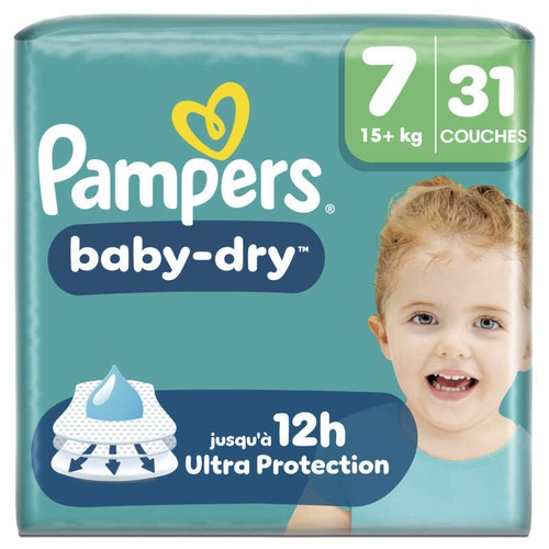 Pampers Baby-Dry Taille 7 - 15kg et + – x31 Couches