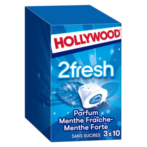 Hollywood 2Fresh Chewing-gum Menthe Forte sans sucres 66g