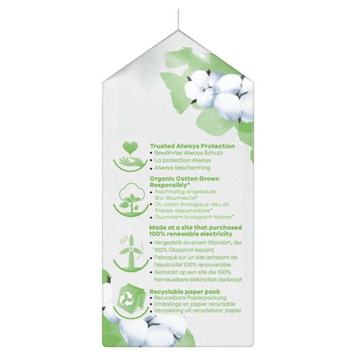 Always Cotton Protection Serviettes Hygiéniques Nuit 100% Coton Bio Taille 3 x8