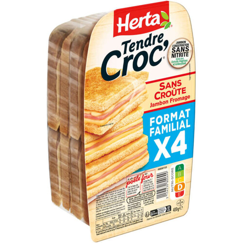 Herta Tendre Croc' Sans Croûte Jambon Fromage 400g