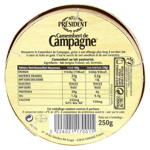 Président Camembert de Campagne 250g