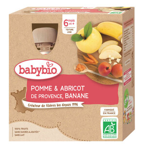 [Par Naturalia]  Babybio Compote Pomme Abricot Banane Dès 6 Mois 4x90g