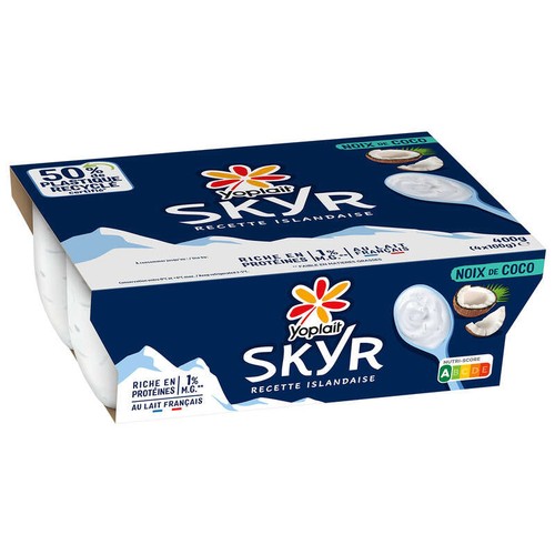 Yoplait Skyr Coco recette au yaourt riche en protéine pots 4x100g
