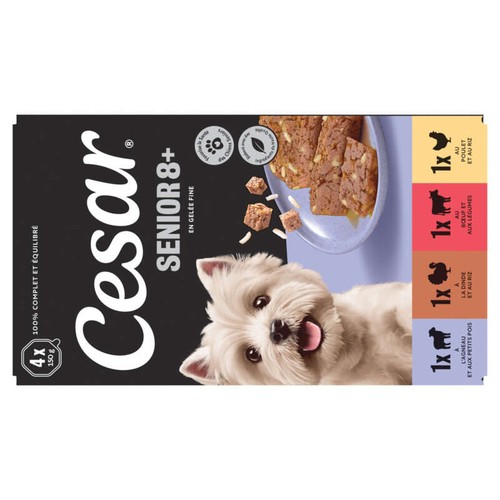 Cesar Barquettes pour chien en gelée 4 variétés senior 4x150g