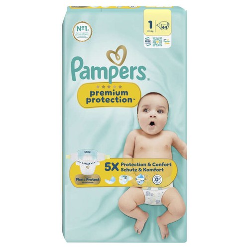 Pampers Premium Protection Taille 1, 2kg-5kg, 44 Couches