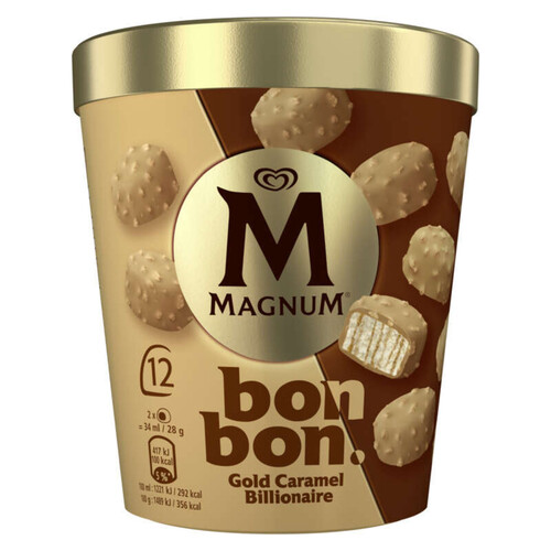 Magnum Glace Bonbon Gold Caramel Billionaire x12 168g