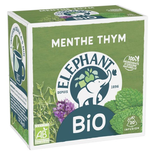 Elephant Infusion Bio Menthe Thym x20 26g