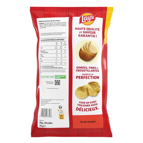 Lay's Chips nature 250g + 10% Offert