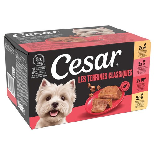Cesar Terrines classiques pour chien adulte 4 variétés 8x150g