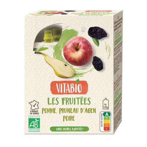 Vitabio Les Fruitées Pomme Pruneau D'Agen Poire 4X120G
