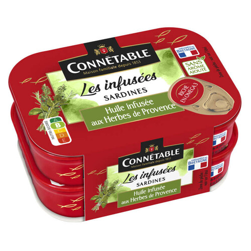 Connétable Sardines Les Infusées Huile infusée aux Herbes de Provence 2*115g