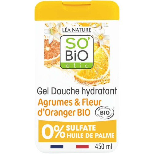 SO'BiO Étic Gel Douche Hydratant Agrumes & Fleur d'Oranger Bio 450ml