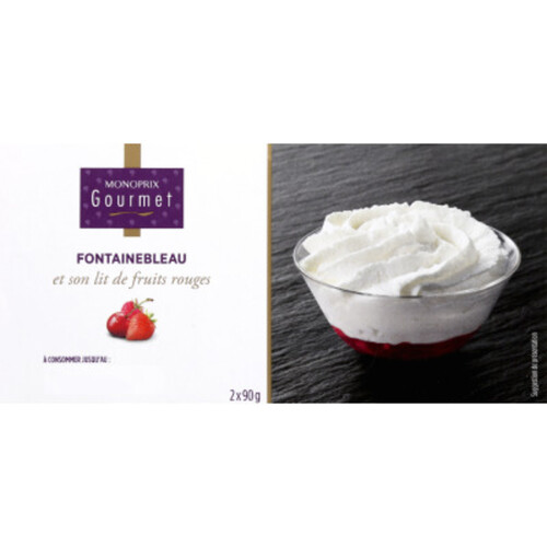 Monoprix Gourmet Dessert Fontainebleau Lit de Fruits Rouges 2x90g