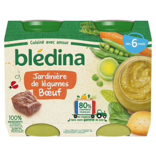 Blédina Pots Jardinière de légumes Bœuf dès 6 mois 2x200g