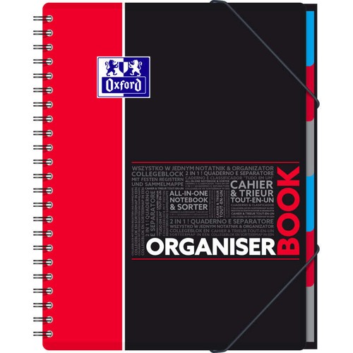Oxford Cahier trieur, A4, grands carreaux, 160 pages, reliure spirale