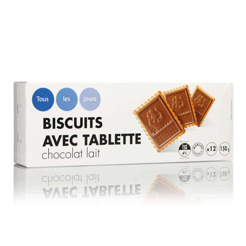 Tous les Jours Biscuits avec tablette de chocolat au lait 150g