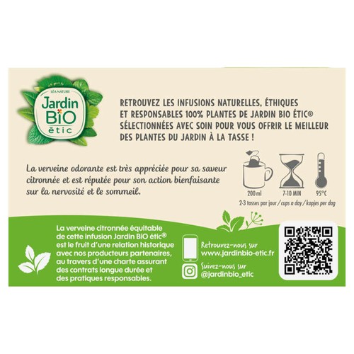 Jardin Bio Infusion verveine citronnée en sachets x20 280g