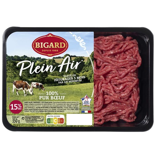 Bigard Viande hachée Tradition 15% de Mg 350g