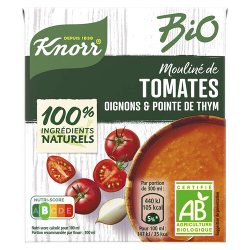 Knorr Soupe Liquide Tomates Oignons et Pointe d'Herbes Bio Sachets 30cl