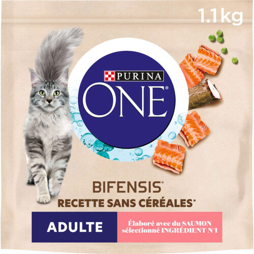 Purina One Bifensis Recette Sans Céréales avec Saumon Chat Adulte - 1,1kg