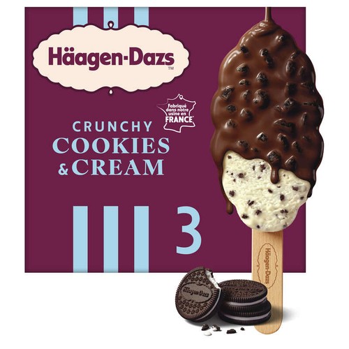 Häagen-Dazs Bâtonnets Crunchy Cookies & Cream 3x80ml