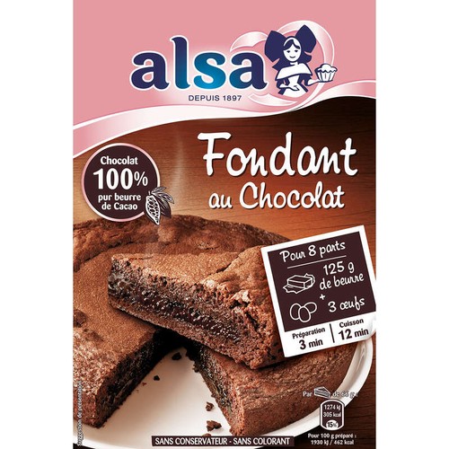Alsa Préparation Gâteau Fondant Au Chocolat 320g