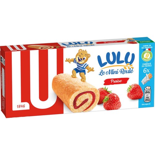 Lu Lulu Le Mini Roulé Gâteaux fourrés à la Fraise 150g